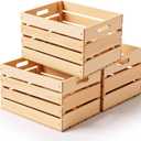 Weysat 3 Pack Large Wood Crates Box for Storage 12 x 10 x 8 Inches Unassembled Wooden Milk Crates with Handle Decorative Nesting Box for Display Rustic Decor DIY Office Home Retail Art Craft (Wood)