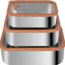 3pcs Stainless Steel Food Storage Container Set With Lids - Easy Clean, Smell-Proof, Airtight & Leakproof Containers - 3Sizes (21oz/42oz/70oz) - 304 Stainless Steel