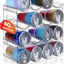 Large Compartment Water Bottle Organizer, 4 Tier Stackable Water Bottle Rack for Cabinet, Tumbler Storage Organizer for Kitchen, Fridge, Cabinet Organization and Storage, Clear Water Bottle Storage Rack