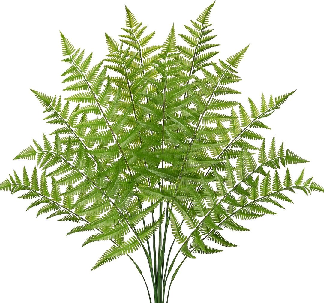 DILATATA 12PCS Artificial Fern Leaves Stems Tropical Faux Fern Foliage Greenery Picks Fake Fern Plants for Vase Wedding Bouquets Home Garden Indoor Outdoor DIY Decor