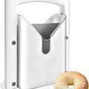 Bagel Slicer & Cutter for Large Bagels - Stainless Steel Universal Slicer with Safety Shield & Grip | Perfect for Homemade Bagel Making (White)