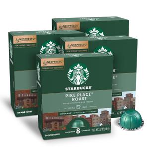 Starbucks by Nespresso Vertuo, Pike Place, Medium Roast Coffee 32-count Coffee Pods, Brews 7.8 oz. (EXP 08/03/26)