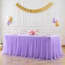 Lavender Tulle Tablecloth for 8 Foot Rectangular Table 8ft Light Purple Rectangle Table Cloth Wrinkle Free Tablecover with Tutu Skirt for Wedding Birthday Party Baby Shower Banquet Buffet Cake Event