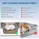 Large Rabbit Litter Box Stainless Steel Bunny Litter Box Sifting, Non-Chewable, Easy to Clean & Odor Control 17.2 x 13.4 x 5.9 inch