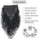 Water Wave Curly Clip In Human Hair Extensions 8 Pcs 20 Clips Brazilian Remy Hair 120g Wavy Curly Clip Ins Natural Black 20 Inches