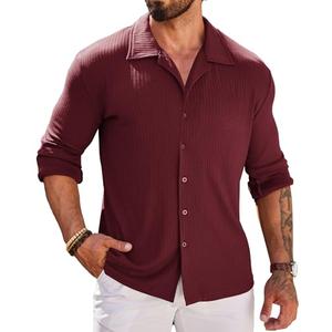 COOFANDY Athletic Fit Dress Shirts for Men Ribbed Knit Textured Button Down Shirts, Size: XXL