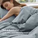 Bedsure 100% Washed Cotton Duvet Cover Queen Size - Dusty Blue Minimalist Cotton Bedding Linen Like for All Seasons - GentleSoft Plain Simple Duvet Cover, 3 Pieces (Dusty Blue, Queen, 90"x90")