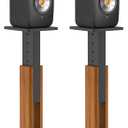 Height Adjustable Speaker Stands Pair for KEF LSX II Wireless HiFi Speaker Stand - Heavy Duty Wood Grain Floor Speaker Stand for KEF LSX II Speaker Stand Hold Up to 50 LBS with Cable Clips