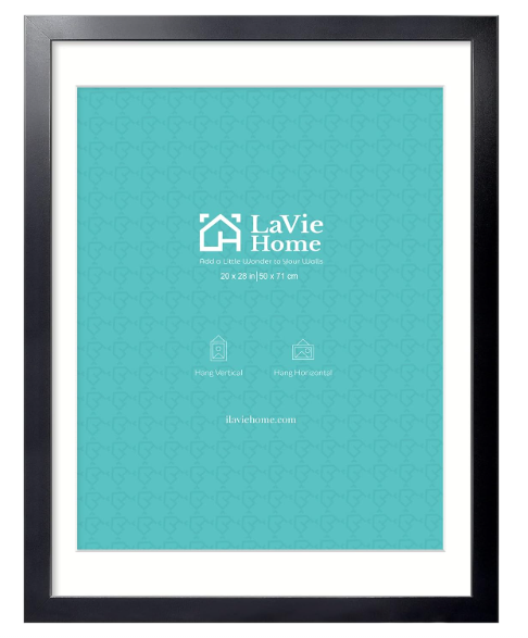 LaVie Home 20x28 Poster Frame Black, Display Pictures 18x24 with Mat or 20x28 Without Mat, Stable and Sturdy Picture Frame with Polished Plexiglass, Horizontal and Vertical Format of The Wall（1 Pack）
in