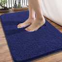OLANLY Bathroom Rugs 34x21, Extra Soft Absorbent Chenille Bath Rugs, Rubber Backing Quick Dry, Machine Washable Bath Mats for Bathroom Floor, Tub and Shower, Home Decor Accessories, Navy