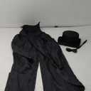 Geyoga Halloween Mens Steampunk Vintage Tailcoat Jacket Costumes Medieval Gothic Uniform and Hat Bow Tie (Large, Black)