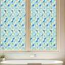 ADD.HERES Window Stickers, Stained Glass Window Privacy Film, UV Blocking Static Cling for Home Kitchen Office Bathroom, Geometric Rings, 17.5" x 78.7"