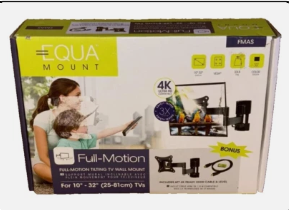 EQUA FULL MOTION TILTING TV WALL MOUNT BRACKET SWIVEL 10"-32" IN LED LCD NEW