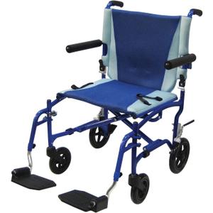 Drive Medical TS19 Aluminum Transport Chair with Removable Flip-Back Arms, Blue