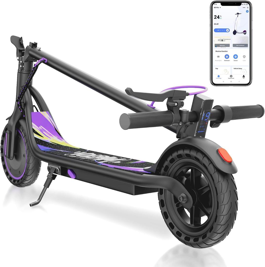 Electric Scooter, 19 MPH & 15 Miles Range, 350W Motor, 8.5" Solid Tires, Lightwight Foldable E Scooter for Adults & Teens, with App Control, Curise Control, Dual Braking