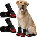 Dog Shoes for Hot Pavement Anti-Slip Dog Boots & Paw Protectors for Summer Rainy Day Dog Snow Boots Waterproof Dog Shoes for Small Medium Large Dogs with Reflective Straps for Hiking 4Pcs (Size 3: 1.96''x1.77''(L*W))