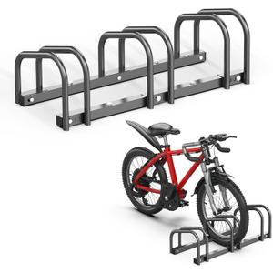 Ultrawall Bike Storage Rack for Garage, 3 Bikes Floor Bike Stand, Bicycle Parking Stand Rack for Indoor/Outdoor, Fit 22-28" Wheel Tire Width 2.1"