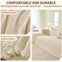 Couch Covers for Dogs, Sofa Covers for 3 Cushion Couch, Plush Couch Blanket Cover Sectional Washable, Sofa Slipcover Protector, Slip Covers for Sofas High Weight Warm, Striped Cream, 71" 118"