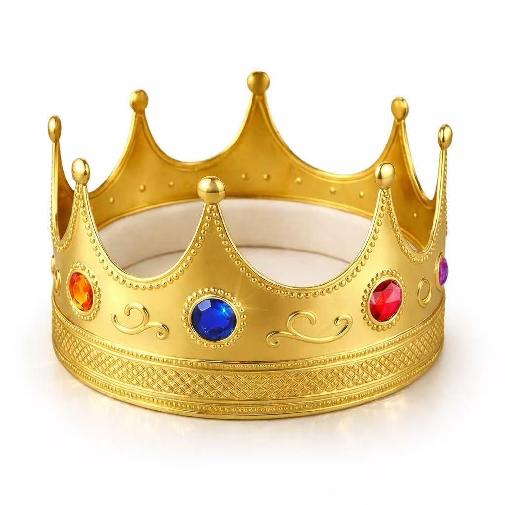 Adorox Gold Royal King Plastic Crown Prince Costume Accessory
