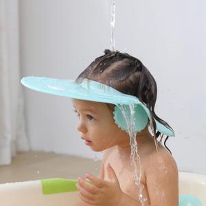 Baby shampoo cap shower visor shield hat kids bath Washing Hair rinser Prevents Water from Pooling in Face for To protect the eyes and ears of toddlers and children (Blue)