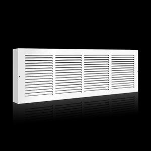 Baseboard Return Air Grille Fit 24x8 Duct Opening,7/8"(Depth) Margin Turnback for Baseboard,7/8"Thick Baseboard Return Air Vent Cover Grill,Outer Dimensions: 25.75"W X 9.75 "H X 7/8", White, 1-Pack, 24"WX8"H-Duct Opening