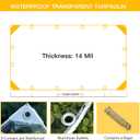 Clear Tarps Heavy Duty PVC, Transparent Tarp Durable Waterproof Dustproof Windproof, Tarpaulin with Grommets & Ropes for Greenhouse, Patio, Garden, Pavilion, Chicken, Porch, Outdoor (3.3' x 8.2')