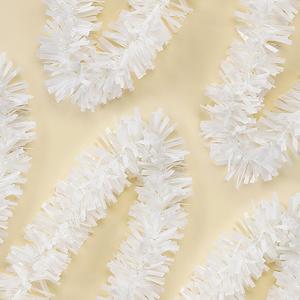 50 Ft White Tinsel Garland Christmas Foil Tinsel Garland Decoration Metallic Tinsel Hanging Garland for Christmas Tree Halloween New Year Birthday Party Decorations (3.54" x 50', White)