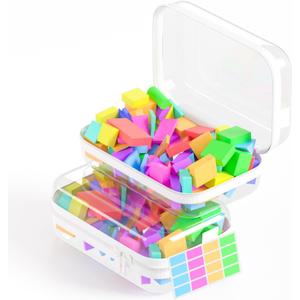 Mihkiom 2 Pack Clear Hard Shell Zipper Case, BIiss Plastic Bins for Organizing, Clear Zipper Pouches Makeup Case & Lidded Storage Bins for Cosmetics, Puzzles, 7 x 4.3 x 2.4 Inch (Small, White)