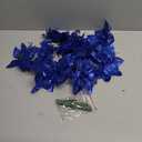 Blue Christmas Ornaments,12pcs Poinsettias Artificial Christmas Flowers,Christmas Tree Decorations,Blue Christmas Decorations,Poinsettias for Christmas Tree Flowers With Clips,Glitter Xmas Flower