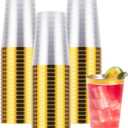 Goodluck 50PCS 12oz Gold Plastic Cups for Party, Disposable Gold Rim Cups, Plastic Cocktail Glasses for Wedding Thanksgiving, Christmas, and Parties