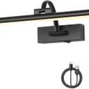 Picture Lights Battery Operated with Remote and Dimmable Function, Rechargeable Gallery Light Black Art Light Wireless Painting Lights 16'' Inch for Display, Portrait, Artwork, Warm White