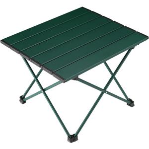 Tesouro Portable Camping Table,Folding Side Table Aluminum Top for Outdoor Cooking, Hiking, Travel, Picnic (Blackish Green-Small)