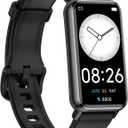 Long Battery Pedometer Watch 14 Days Battery Life, Slim Design No App/Phone Required Fitness Tracker, 50 Meters Waterproof Smart Watch, Heart Rate & Blood Oxygen Monitor Step Counter for Men Women (Black)