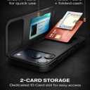 TORU for iPhone 17 Pro Wallet Case with Card Holder, Hidden ID Credit Card Slot Flip Kickstand, Slim Fit Shockproof Heavy Duty Phone Cover with Strap - Black
