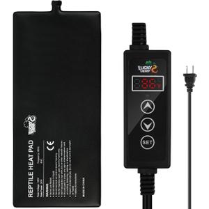 LUCKY HERP Reptile Heating Pad 24W 8X18 Inch with Thermostat, Under Tank Heater Terrarium Warmer Heat Pad and Digital Thermostat Controller for Hermit Crab, Turtles Lizards, Reptile