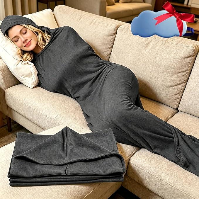 Wearable Sleep Pod for Adult
Soft and weighted fabric, snug in warmth, easy to fold, blanket hoodie for travel & home and camping use