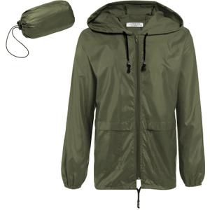 COOFANDY Mens Packable Rain Jacket Lightweight Waterproof Raincoat with Hood Outdoor Rain Gear Travel Hiking Cycling (Green, XXXL)