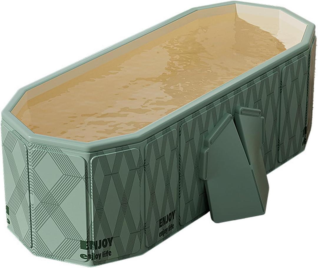 Foldable Bathtub for Adult 59'in Foldable Collapsible tub Portable Bathtub for Bathroom Folding SPA Tub for Shower Stall, Ideal for Small Spaces Folding Tub (Green, XL: 47"L x 33.8"W x 19.5"H)