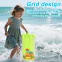 4pcs Mesh Drawstring Beach Toy Tote Bags Set, Include 3 Mesh Sand Pool Toy Backpack and 1 Sand Wipe-Off Mitt for Seaside Trip(Hot Pink, Blue, Fluorescent Green)Beach essentials