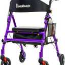 BlessReach Lightweight Foldable Rollator Walkers with Seat for Seniors, 350 lb Capacity, 5-Position Adjustable Height, Premium Hybrid Rolling Walker - Aluminum and Carbon Steel (Purple)