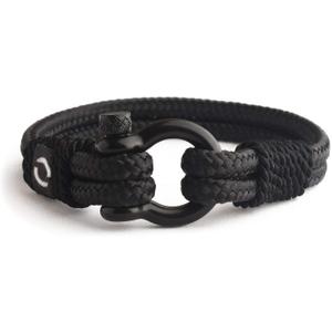 Mens Rope Bracelet - Stainless Steel Black Shackle, Extremely Durable and Scratch Resistant Waterproof Paracord, Handmade, Nautical Wristband for Men