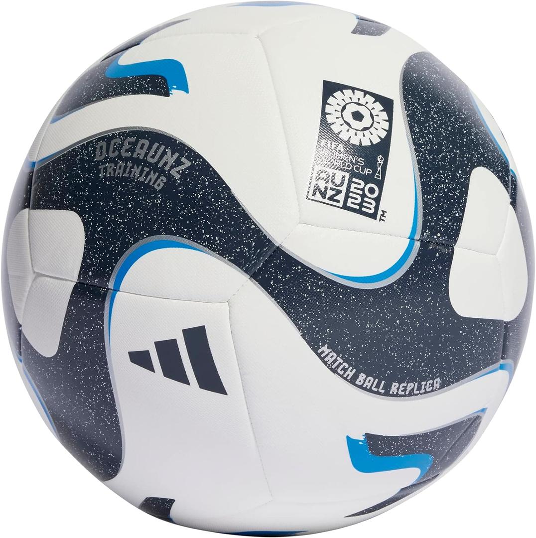adidas Unisex-Adult Women's World Cup Training Ball (3, White/Collegiate Navy/Bright Blue/Silver Metallic)