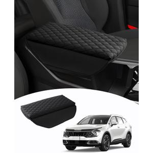 Shademax Custom for Center Console Cover Kia Sportage 2023 2024 2025 2026 Armrest Cover Center Console Cushion Pad PU Leather Armrest Seat Box Cover Protector Sportage Accessories Anti-Scratch Black