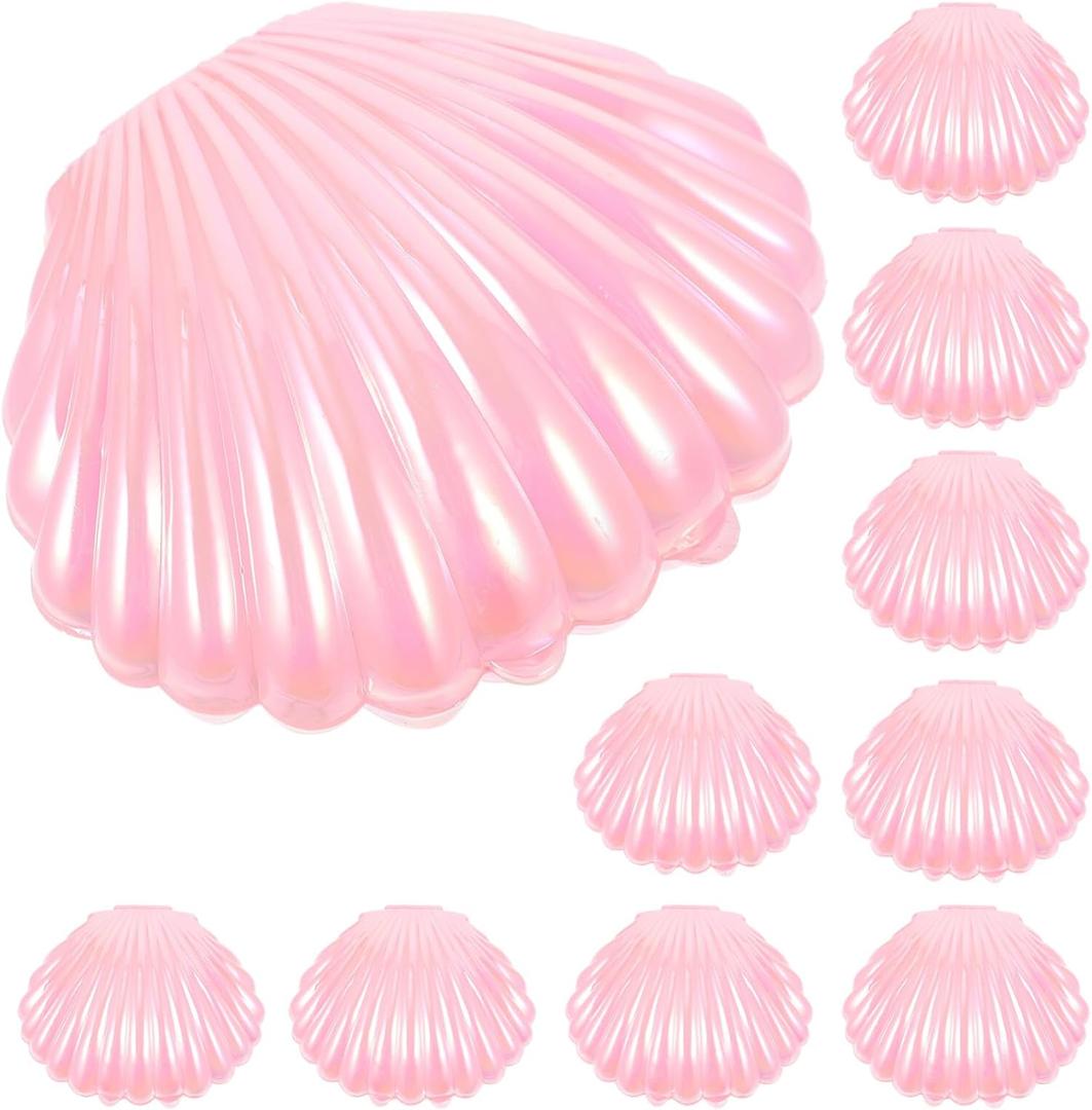 jojofuny 10Pcs Pearl Colored Shell Candy Boxes Wedding Party Favor Containers Small Jewelry Storage Boxes for Packaging (Pink)
