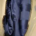 BEDELITE Satin Sheets Queen Size, Luxury Jacquard Striped Navy Bedsheets Set with Elastic Corner Straps, Similar to Silk Sheets Set 4 PC with 1 Deep Pocket Fitted Sheet, 1 Flat Sheet, & 2 Pillowcases