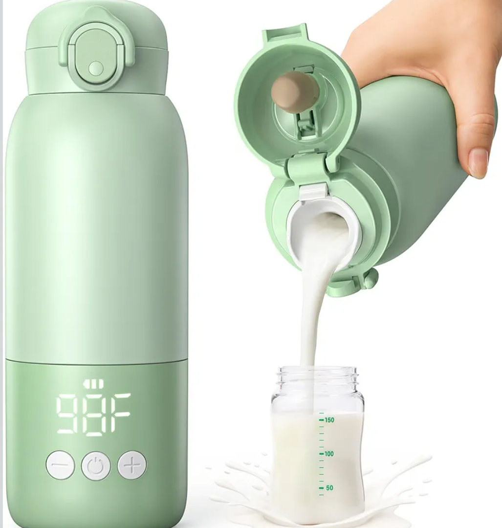 Portable Bottle Warmer for Travel 12oz– 80W Fast Heating, 316 Stainless Steel, 11400mAh Rechargeable Precise Temp Control & LED Display Safety Lock Cordless Travel Warmer for Baby Breastmilk & Formula