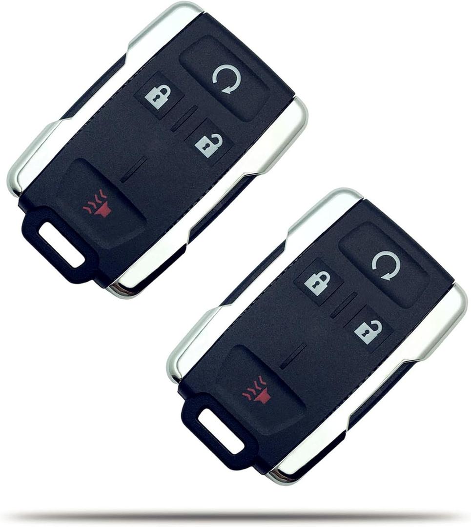 Key Fob Shell Case Replacement for Chevy Silverado Colorado GMC Sierra 1500 2500 3500 HD Canyon 2014-2021 4 Button Keyless Entry Remote Control Car Key Fob Cover (Silver-Pack 2)