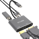 USB C Hub to HDMI VGA Multiport Adapter, ZCUOO 5-in-1 USB C to vga Multi-Port Adapter is Compatible with Type-C interfaces Such as USB 3.0 laptops and Nintendo (HDMI VGA USB PD100W Audio)