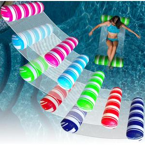 5 Pack Inflatable Pool Floats Adult Size Water Hammock,Hammock Floats for Adults,4-in-1 Multi-Purpose Pool Floating Toys,Pool Rafts Lounge Chairs Floaties,for Adults Vacation Fun and Rest (Blue & Green & Pink & Navy Blue & Burgundy)