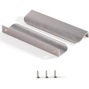 Satanga Edge Finger Pulls for cabinets Kitchen Invisible Hardware Drawer Pull Low Profile Dresser Bathroom Cupboard Furniture Handles Pack of 5 Modern Brushed Nickel 7.87 inch Easy Installation